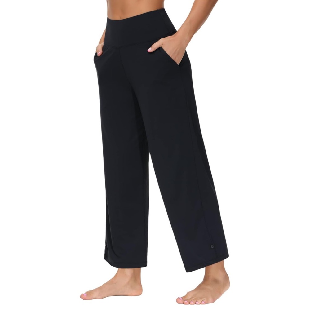 The Gym People | Women's Wide Leg Yoga / Palazzo Pants - Black, Large
